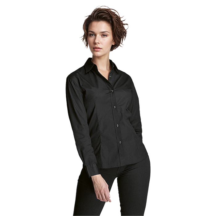 Brushed Cotton Twill Blouse Long Sleeve Ladies